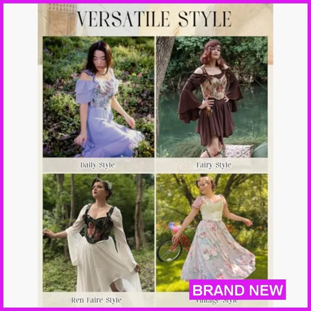 Floral Sweetheart Neckline Corset Top Adjustable Lacing Renaissance Style